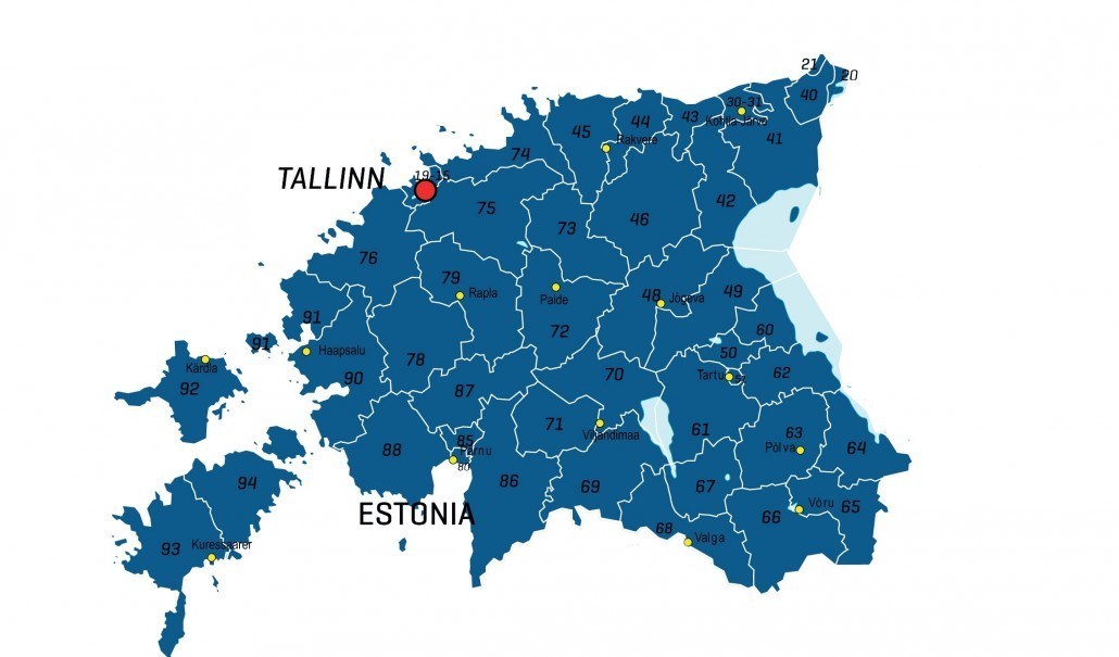 Postcodekaart Estland